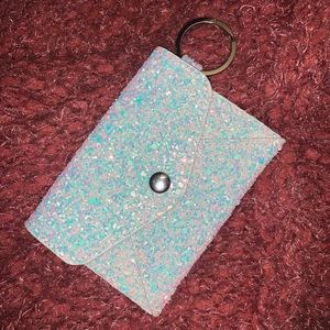 White Glitter Card/Money Pouch with Keyring